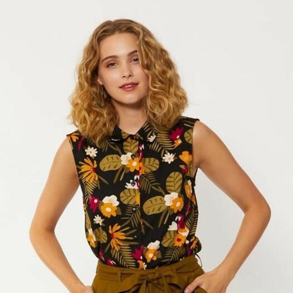 Princess Highway Tops - PRINCESS HIGHWAY Parrot Cotton Collared Blouse NWT